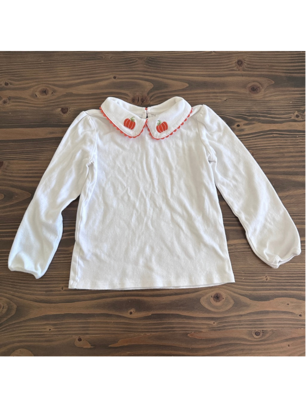 Gymboree Girls Pumpkin Shirt 6 White Orange Fall Top